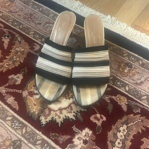 Pancaldi 1888 Elegant Striped Heeled Sandals, Size 8 B